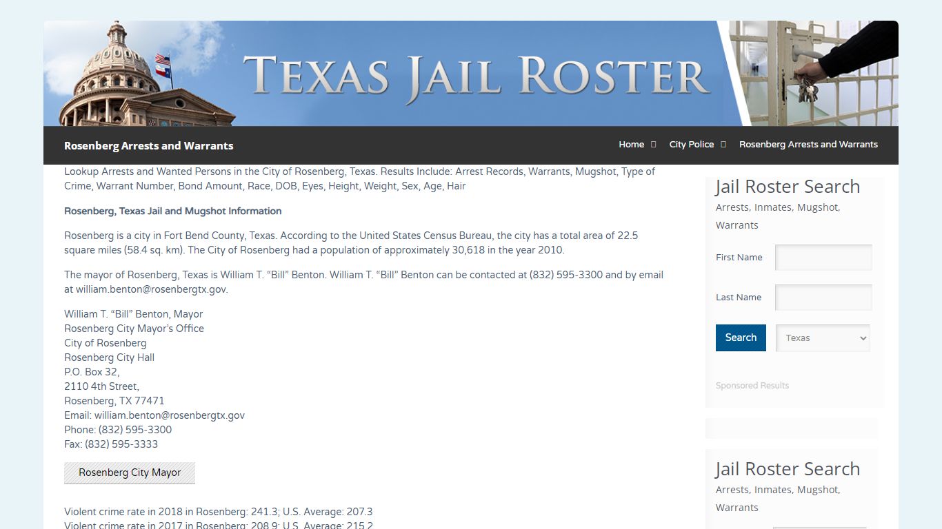 Rosenberg Arrests and Warrants | Jail Roster Search